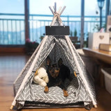 Pet Teepee Tent Washable Portable House with Cushion - pet bed
