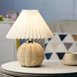 Pleated Rattan Dimmable Table Lamp - Ball White / 3 Color Remote timing - Desk Lamp