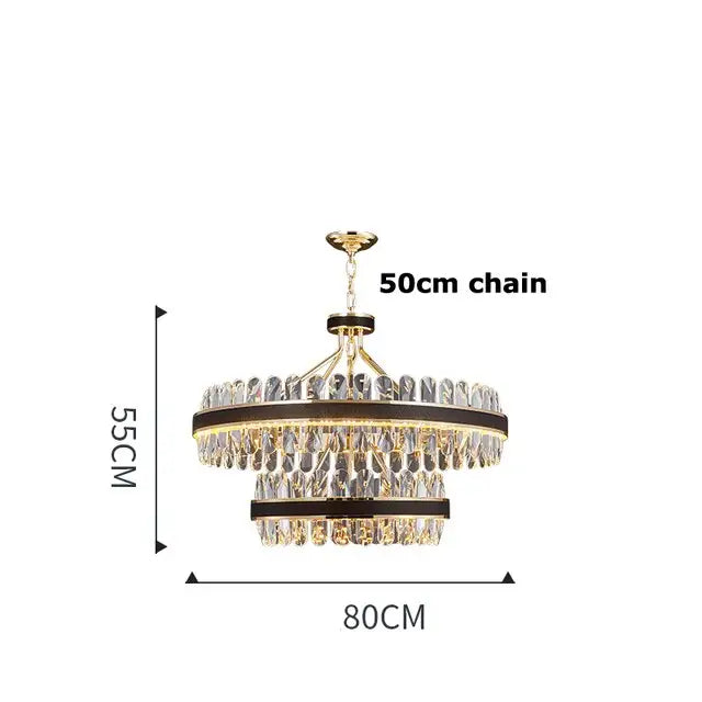 Postmodern Lighting Round Oval LED Chandelier - 2 Layer 80cm / Gold frame / Warm light - Lamps