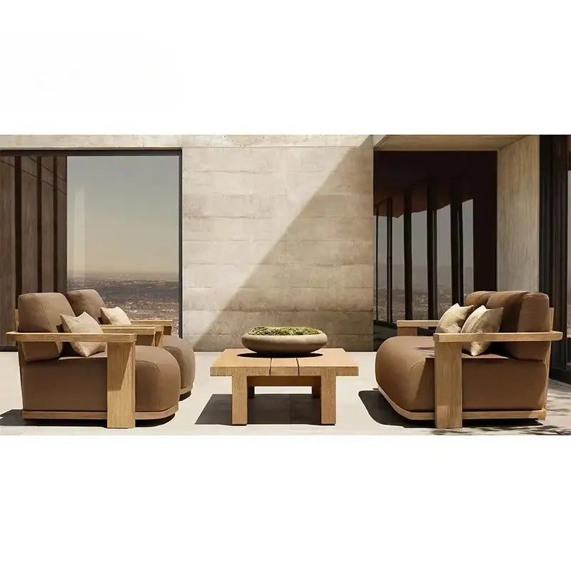Teak Wood Outdoor Sectional Sofa Modern Modular Design - view 3