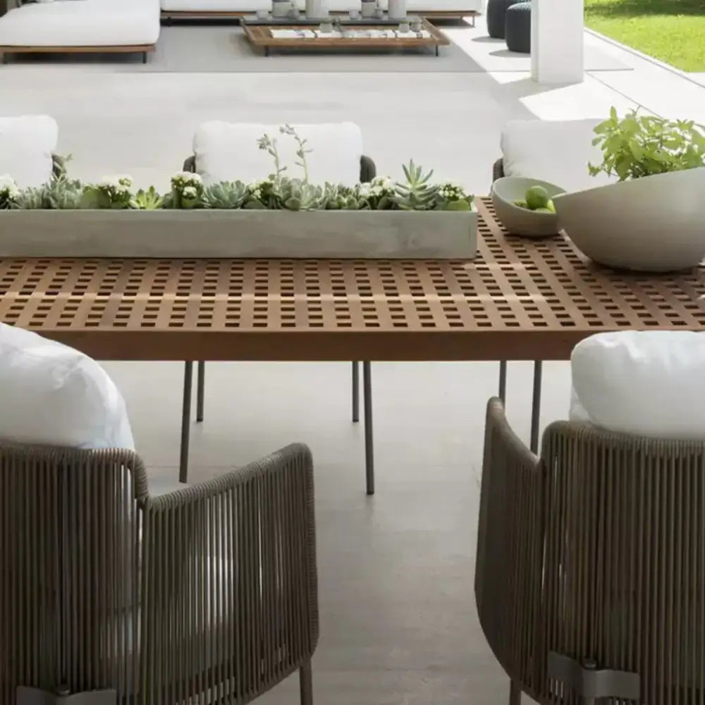 8-Seat Teak Outdoor Dining Set Modern Minimalist - view 3