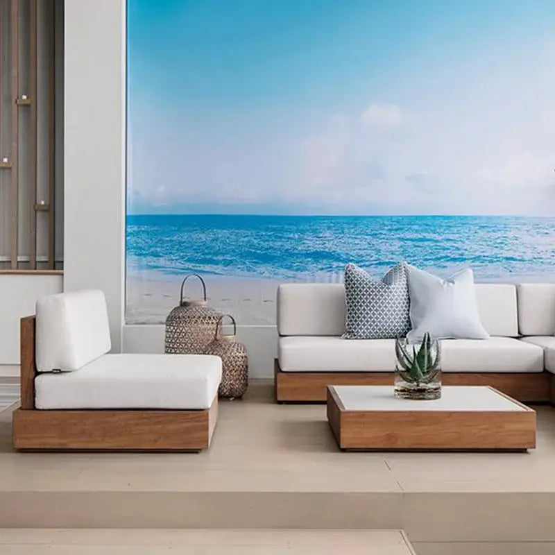 Premium Teak Outdoor Sofa Set with Waterproof Cushions