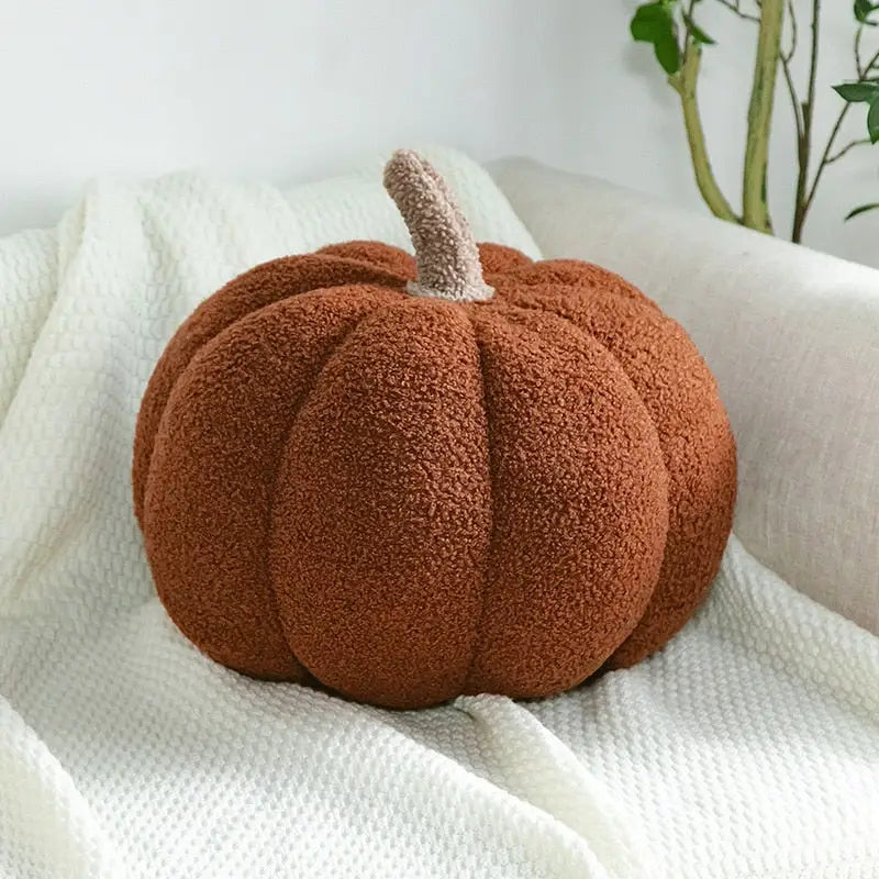 Pumpkin Pillow - Brown Teddy Velvet / 18-20cm - Throw Pillows