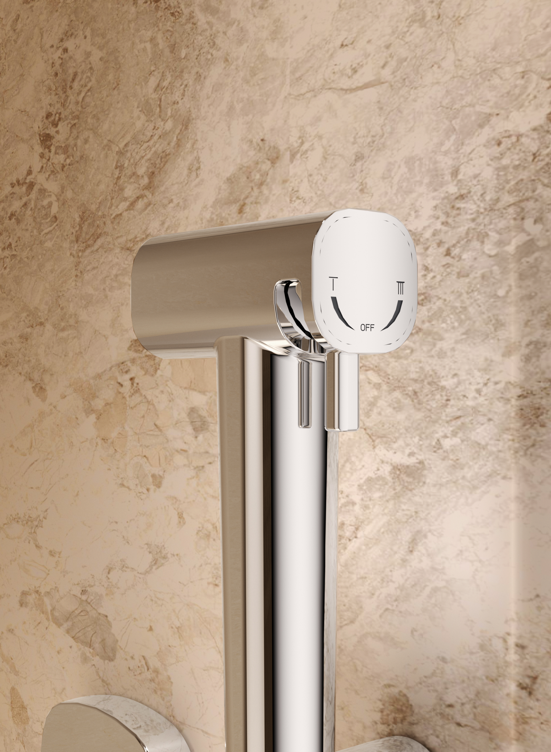 Toscana Chrome Concealed Bidet Mixer, handle detail