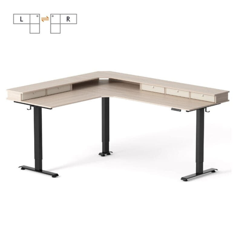 Reversible L-shaped with Upper Drawer