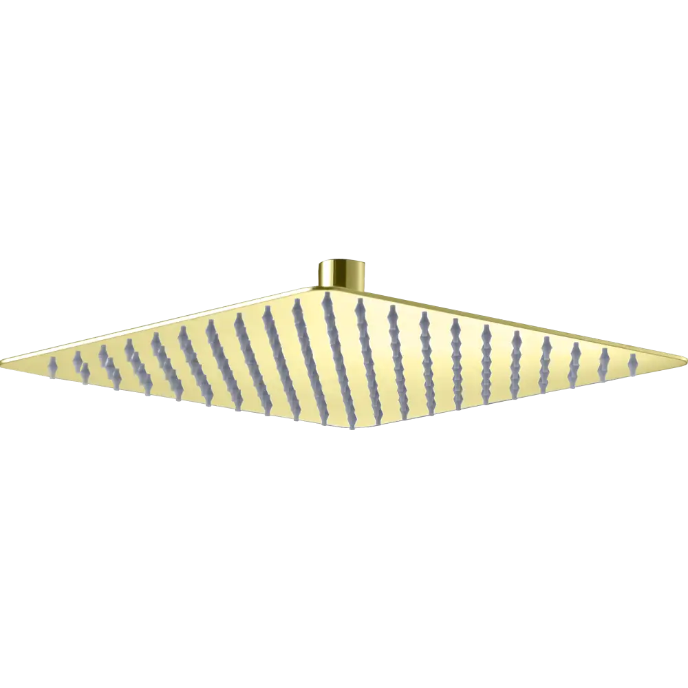 Square gold shower head sprayer with modern design, 25x25cm bathroom fixture
