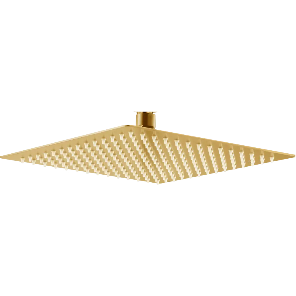 Brushed gold square shower head 25x25cm modern bathroom fixture closeup