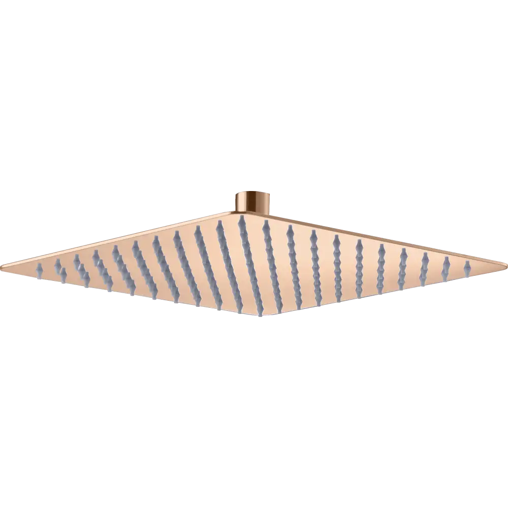 Rose gold square shower head 25x25cm modern bathroom fixture closeup