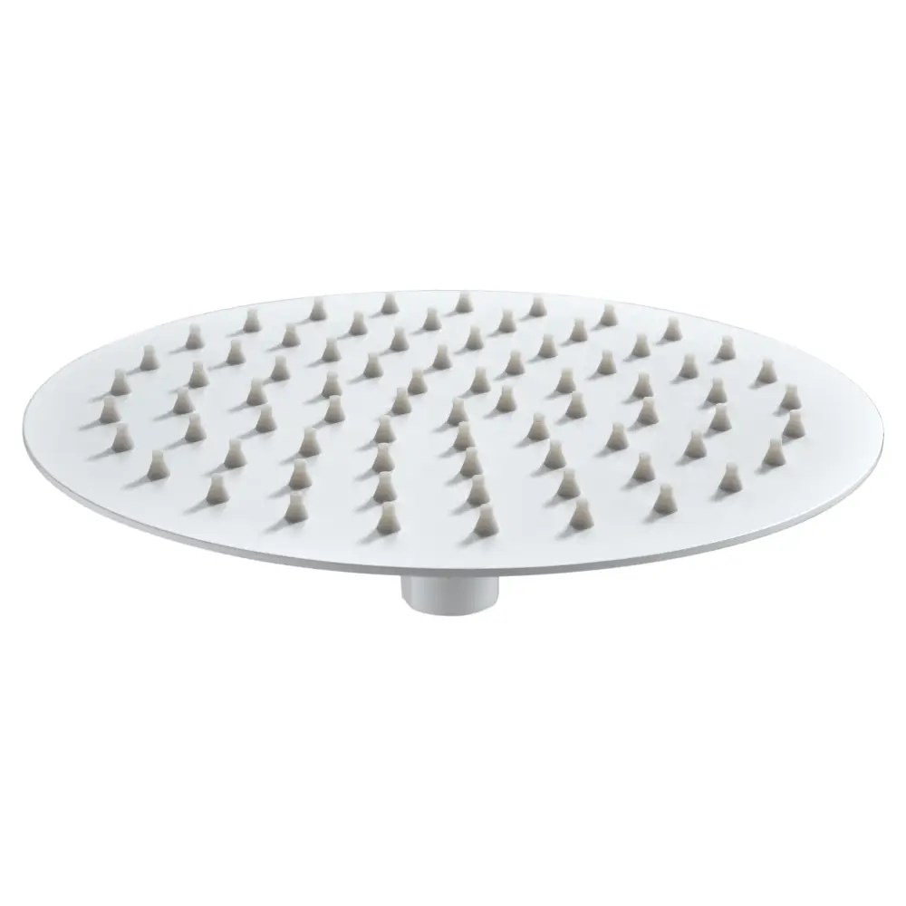Round matte white modern shower head 20cm bathroom fixture closeup
