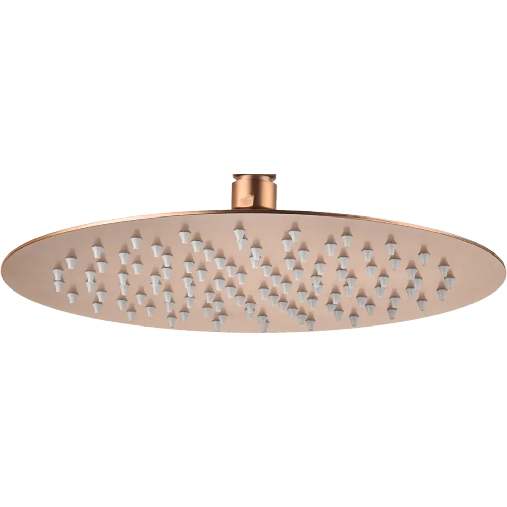 Round brushed rose gold shower head 20cm bathroom fixture closeup