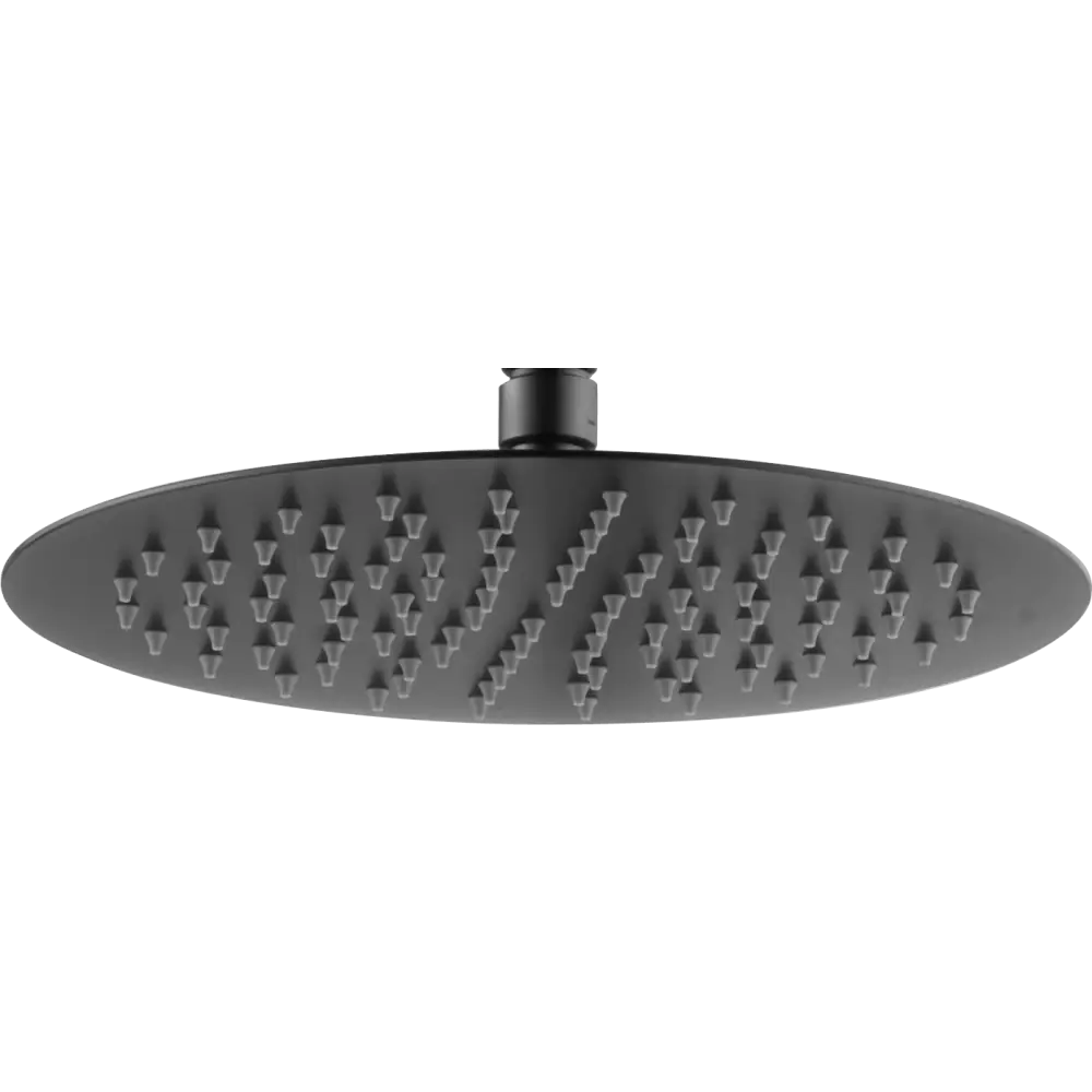 Round black gun metal shower head with modern minimalist design details