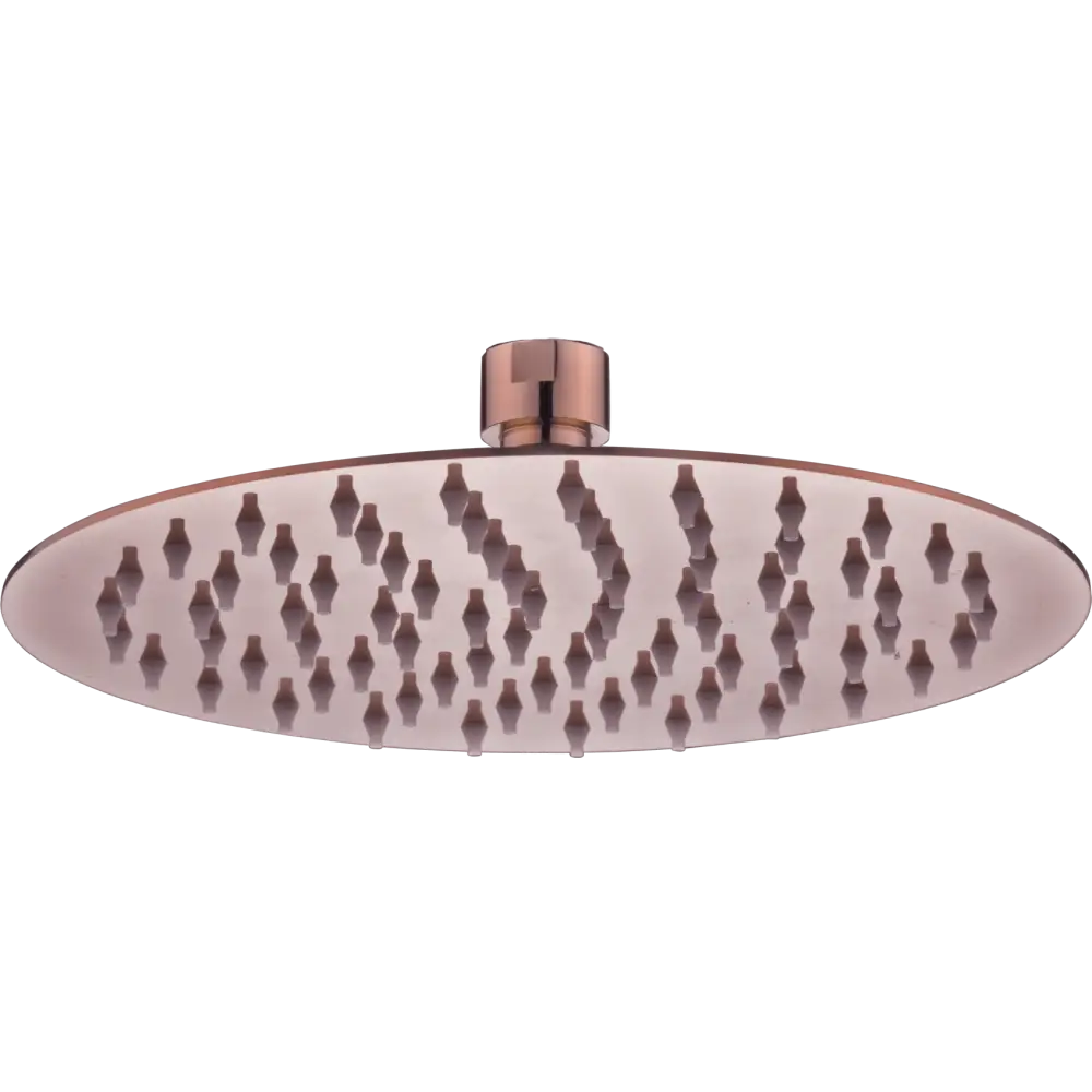 Rose gold round shower head 25cm modern bathroom fixture closeup