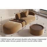Sectional Minimalist Curved Modular Table Sofa Set - Brown - 130 cm - Left arm Set - Coffee Table - Compressed Sofa