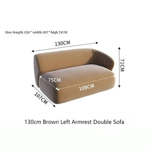 Sectional Minimalist Curved Modular Table Sofa Set - Brown - 130 cm - Left arm - Compressed Sofa