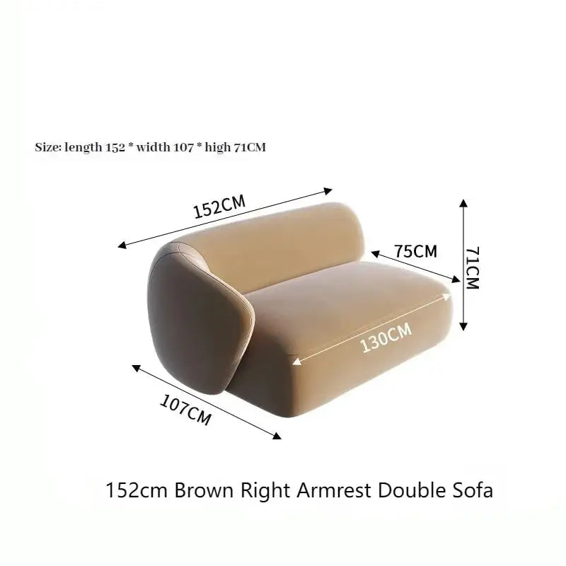 Sectional Minimalist Curved Modular Table Sofa Set - Brown - 152 cm - Right arm - Compressed Sofa