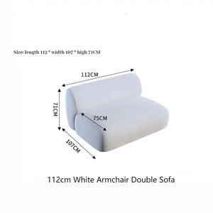 Sectional Minimalist Curved Modular Table Sofa Set - White - 112 cm - No arm - Compressed Sofa