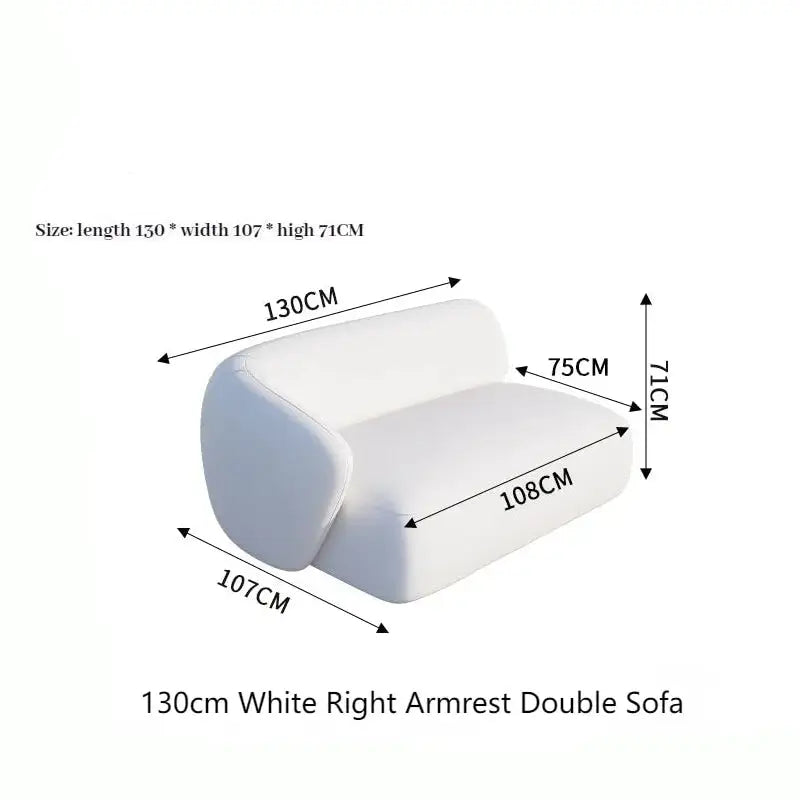 Sectional Minimalist Curved Modular Table Sofa Set - White - 130 cm - Right arm - Compressed Sofa