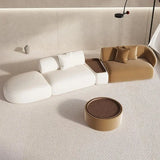 Sectional Minimalist Curved Modular Table Sofa Set - White Brown - 152 cm - Left arm Set - Coffee Table - Compressed