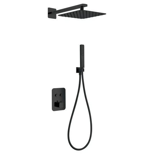Conjunto De Ducha Empotrado Termostático Madeira Negro Mate - Shower Set