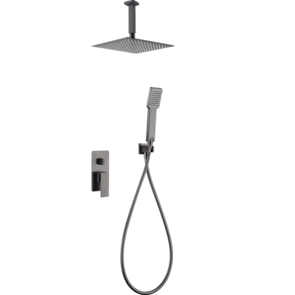 Set Shower Single-Handle Concealed Catania Black Gun | IMEX - Shower Set