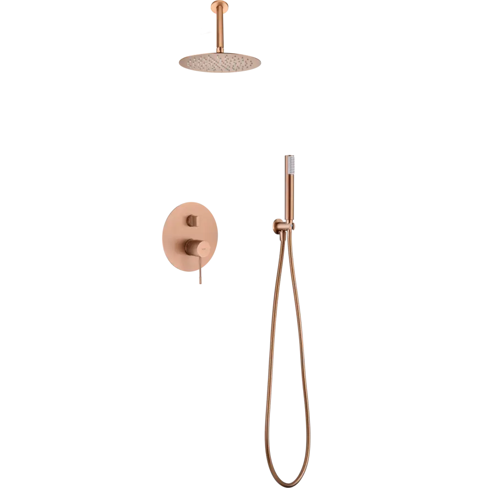 Conjunto Ducha Monomando Empotrado Top Oro Rosa Cepillado