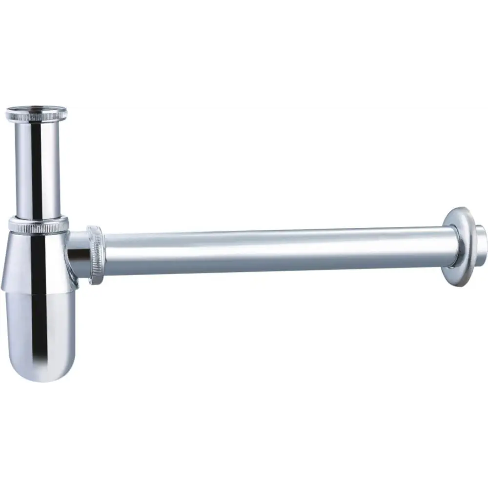 Round chrome siphon with modern polished finish for bathroom fixtures