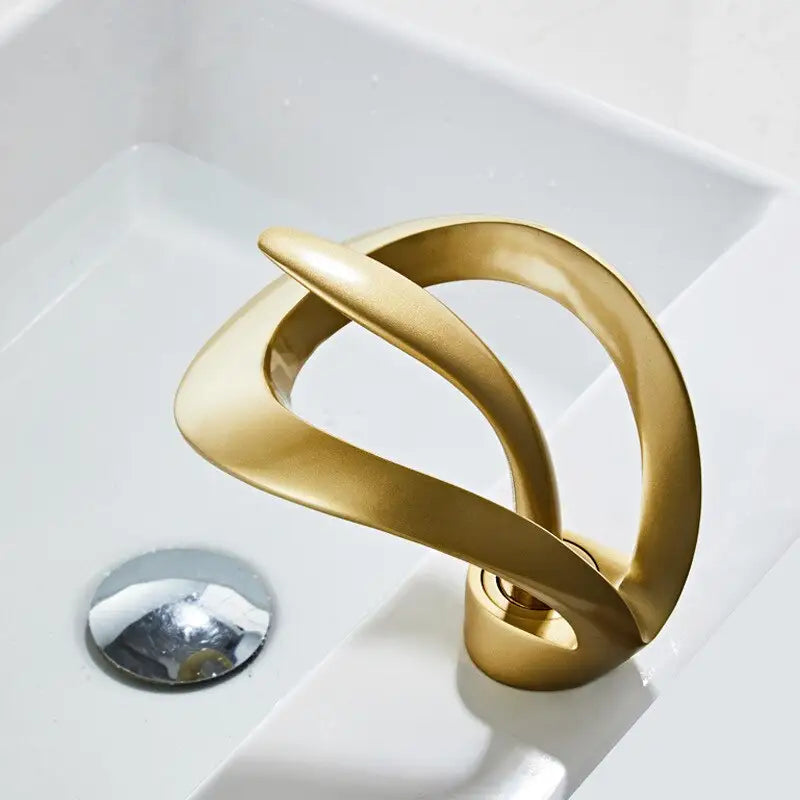 Single Handle 1 Hole Water Fall Overflow Faucet - Gold Faucet - Faucets