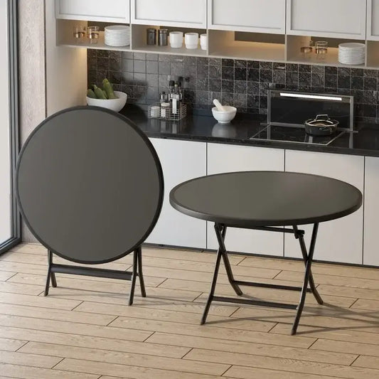 Square Round Folding Outdoor Tempered Glass Table - Gray Round - 60 cm - Multifunctional coffee table