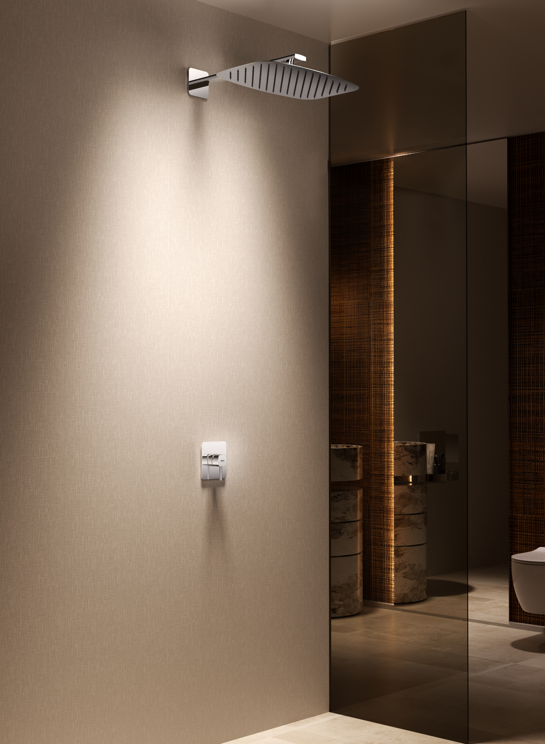 Brushed Nickel Concealed Single Lever Shower Set with Rain Head TOSCANA, view 3