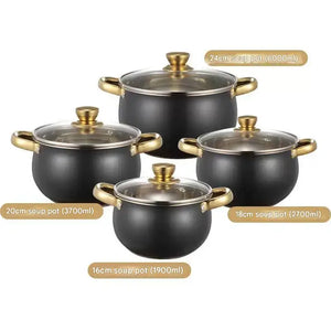 12 Piece Stainless Steel Cookware Pots Soup Pans Set - 8 piece set of arc shaped pot (three-layer bottom) - Cookware set