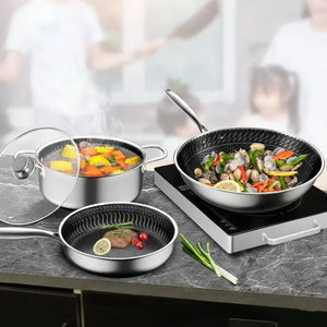 3 Piece Stainless Steel Non Stick Cookware Set - Cookware set