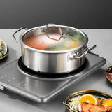 Stainless Steel Induction Glass Lid Thick Soup Pot - Cookware set