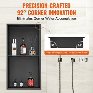 Stainless Steel Wall Inserted Double Shelves Storage