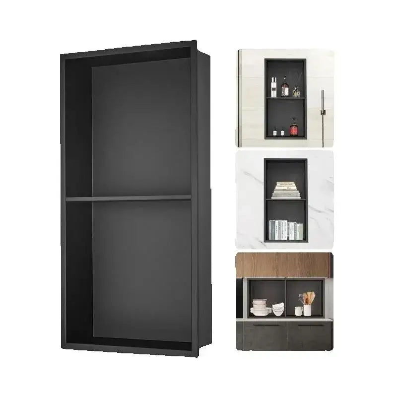Stainless Steel Wall Inserted Double Shelves Storage