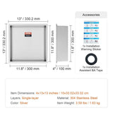 Stainless Steel Wall Inserted Double Shelves Storage