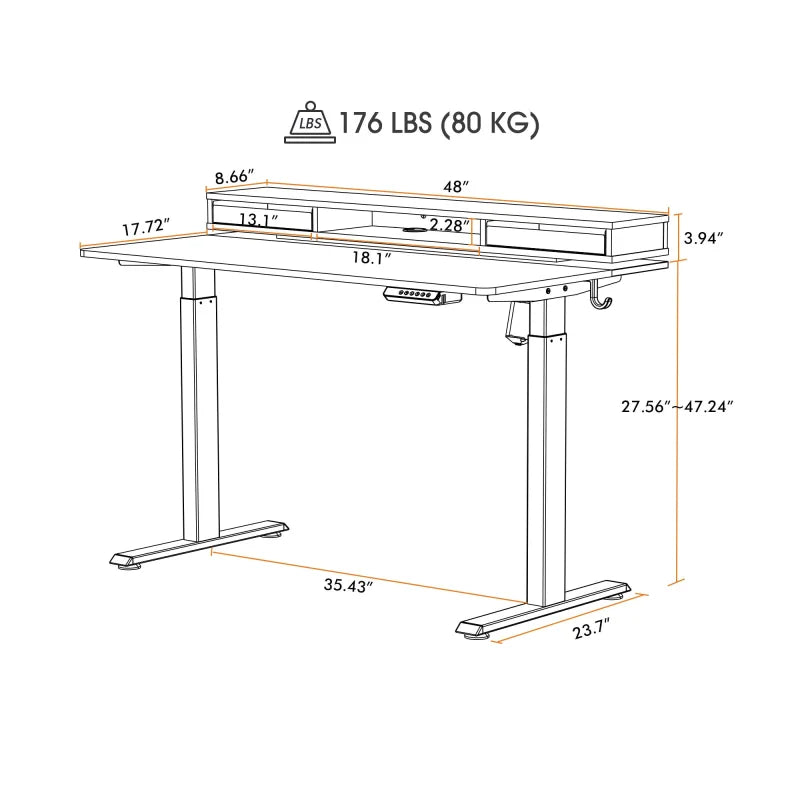Standing Desk with Electric Height Adjustment and Floating