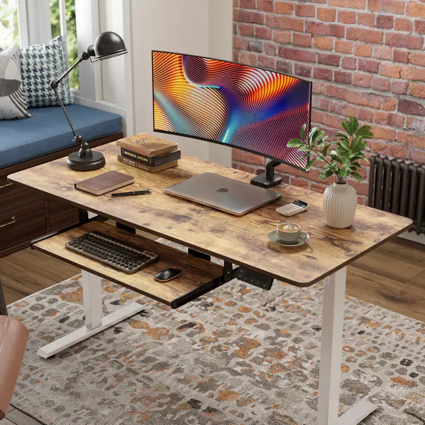 Standing Desk with Keyboard Tray - 48’’ x 24’’ / Rustic Brown - Desk