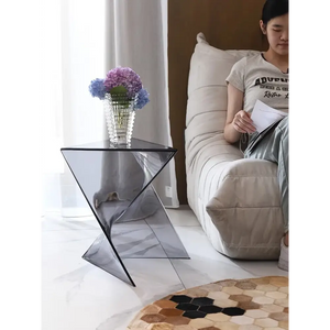 Triangular Modern Art Minimalist Side Tea Table - Smoke Grey - Multifunctional coffee table
