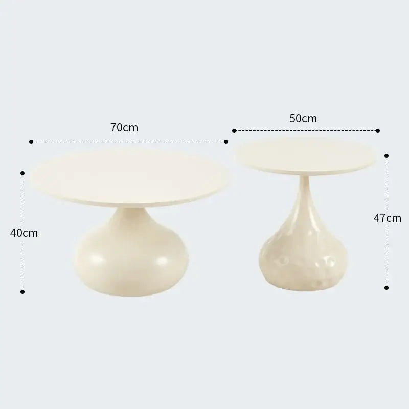 Stylish Round Modern Minimalist Center Side Coffee Table - White-set - Multifunctional coffee table