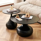 Stylish Round Modern Minimalist Center Side Coffee Table - Black-set - Multifunctional coffee table
