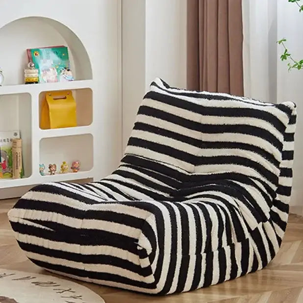 Suede Single Person Bean Bag Chair - Black White - Chair
