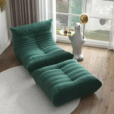 Suede Single Person Bean Bag Chair - Green Ottoman + Bean - Chair