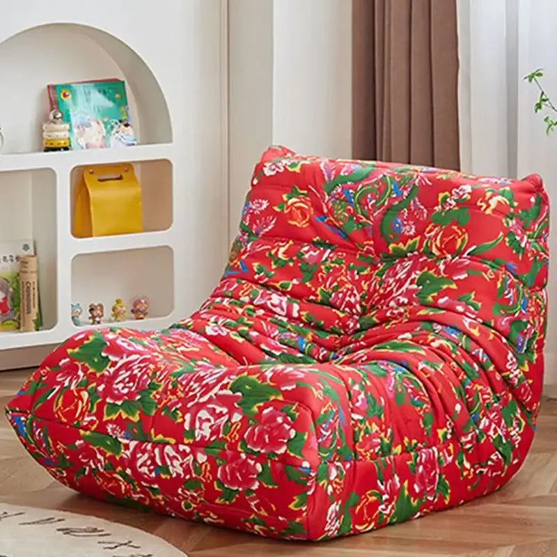 Suede Single Person Bean Bag Chair - Red Green - Chair