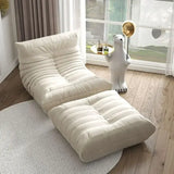 Suede Single Person Bean Bag Chair - White Ottoman + Bean - Chair