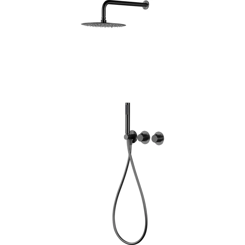 Conjunto Ducha Termostático Empotrado Assen Negro Gun Metal - Shower Set
