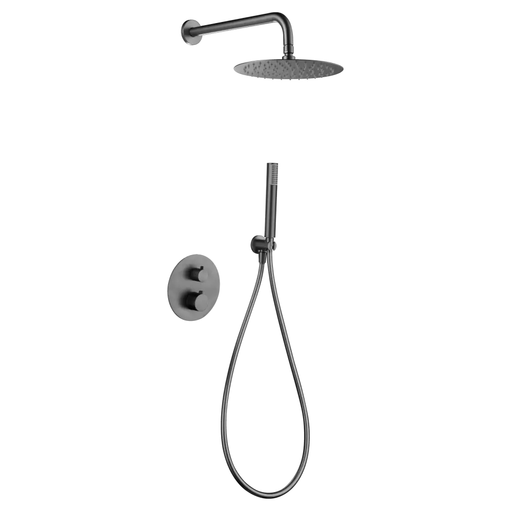 Thermostatic Shower Set Concealed Genoa Black Gun | IMEX - Shower Set