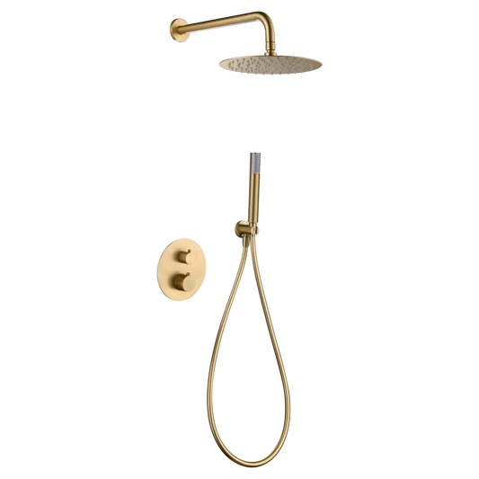 Thermostatic Shower Set Concealed Genoa Brushed Gold | IMEX - Shower Set