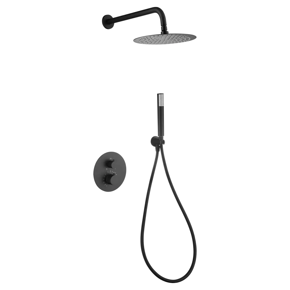 Thermostatic Shower Set Concealed Genoa Matte Black | IMEX - Shower Set