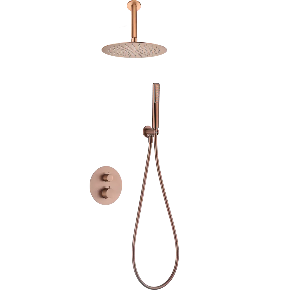Conjunto Ducha Termostático Empotrado Salerno Oro Rosa Cepillado - Shower Set