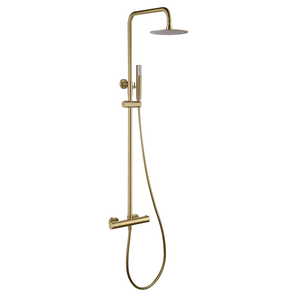 Thermostatic Shower Set Genoa Brushed Gold | IMEX - Shower Set